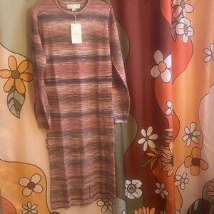 NWT ZARA Marbled Knit Long Sleeve MAXI Dress